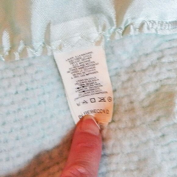 Fieldcrest Cannon Satin Trim Blanket Rebecca D. Mint Green Waffle Weave Twin SZ - Picture 8 of 9